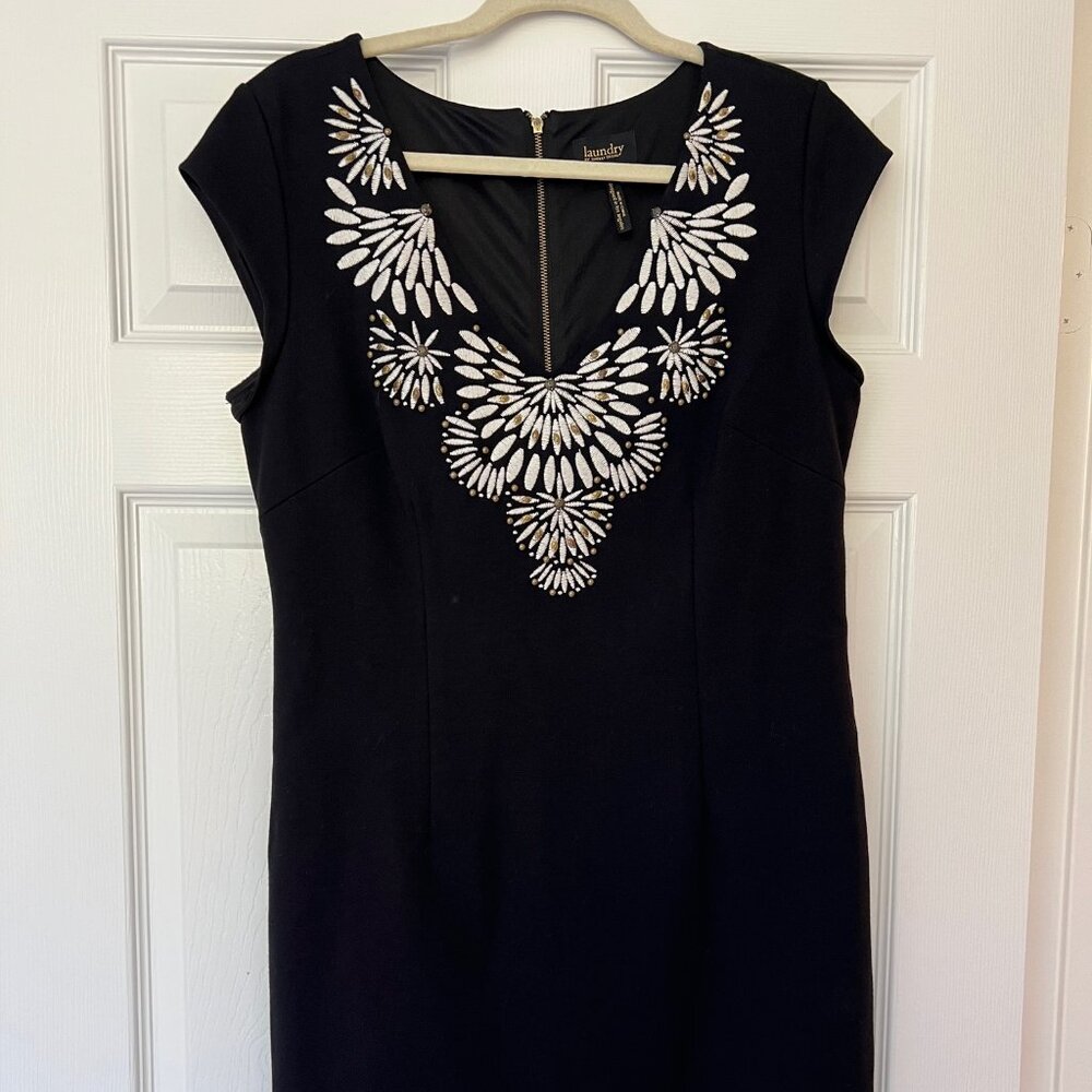 Black Cocktail Dress with Embroidery